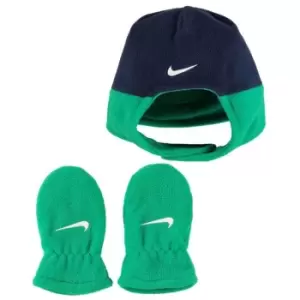 Image of Nike Swoosh Trapper Hat And Mitten Set - Blue