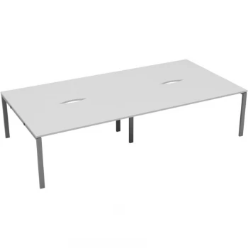 Image of 4 Person Double Bench Desk 1600X800MM Each - Silver/White