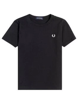 Image of Fred Perry Boys Crew Neck T-Shirt - Black, Size 6-7 Years
