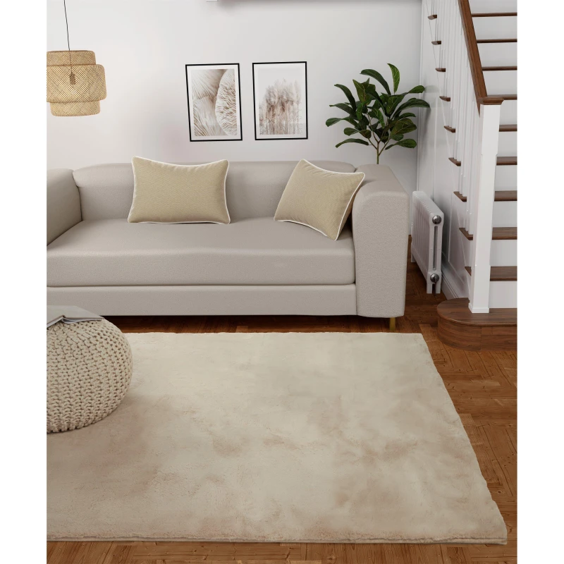 Image of HMC Home LUXE FAUX FUR RUG PLAIN NATURAL Natural unisex 150x200cm