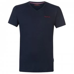 Image of Pierre Cardin V Neck T Shirt Mens - Navy