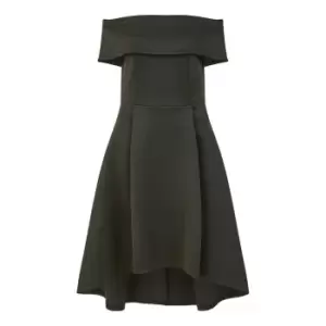 Image of Mela London Black Bardot Dipped Hem Dress - Black