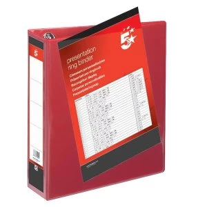 Image of 5 Star Presentation Ring Binder PVC 4 D-Ring 50mm Size A4 Red Pack 10
