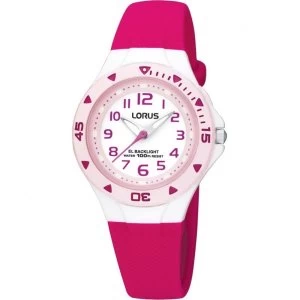 Image of Lorus R2339DX9 Chidrens Analogue Watch - Pink with White Dial