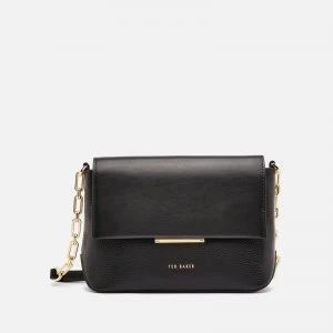 Image of Ted Baker Womens Leannaa Metal Plaque Soft Grain Cross Body Bag - Black