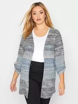 Image of Yours Space Dyed Stripe Cardigan - Blue Size 16, Women