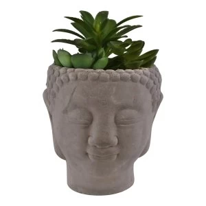 Image of Trio of Faux Succulents in Buddha Head Cement Pot