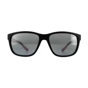Image of Rectangle Matte Black Silver Mirror Sunglasses