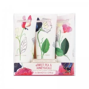 Image of Heathcote & Ivory Sweet Pea & Honeysuckle Hand Cream Trio