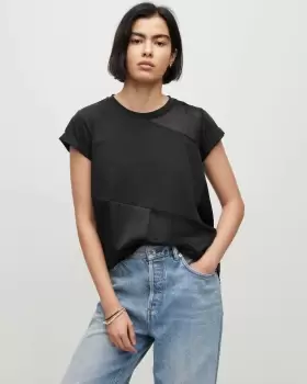 Image of AllSaints Zala Panelled Handkerchief Hem T-Shirt