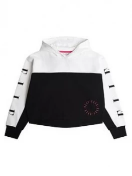 Image of Elle Girls Colour Block Cocoon Hoodie - Black/White