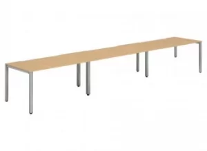 Image of Single Silver Frame Bench Desk 1200 Beech (3 Pod)