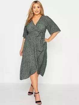 Image of Yours Dalmatian Wrap Dress - Green, Size 22, Women