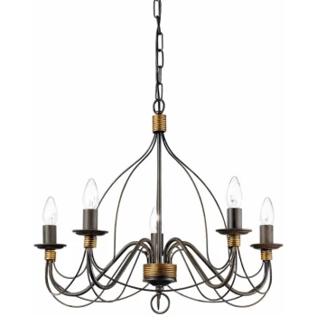Image of Ideal Lux Lighting - Ideal Lux Corte - 5 Light Chandelier Rust Brown Finish, E14