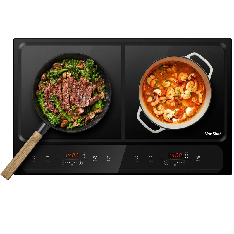 Image of VonShef Portable Double Induction Hob Black