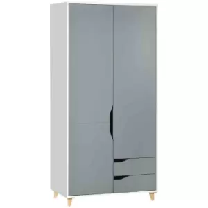 Image of HOMCOM 2 Door Wardrobe With Drawers Hanging Rail Shelves For Bedroom - Grey