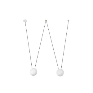 Image of Mine 2 Light Ceiling Pendant White, Wood, E27