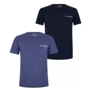 Image of Emporio Armani Logo Print Pyjama T-Shirt Set - Blue