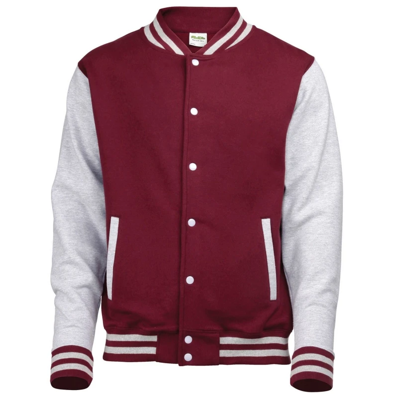 Image of AWDis AWDis Men Varsity Jacket in Burgundy Size: 3X-Large Burgundy XXXL Male 5063527492050