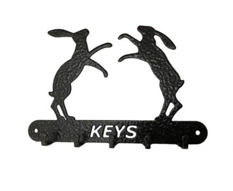 Image of Poppy Forge Boxing Hares Key Holder - Steel - W9 X H15cm - Black