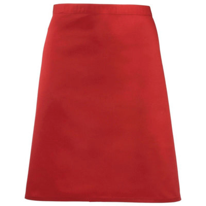 Image of Premier Premier Colours Mid Length Apron in Red Red One Size Unisex 5063470681419