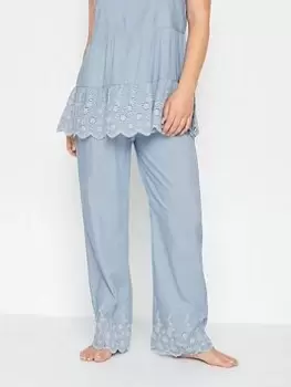 Image of PixieGirl Petite Broderie Hem Pj Pant - Blue Size 16-18, Women
