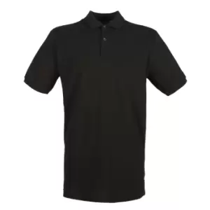 Image of Henbury Mens Modern Fit Cotton Pique Polo Shirt (4XL) (Black)