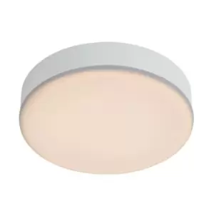 Image of Lucide CERES-LED - Flush Ceiling Light Bathroom - Ø21.5cm- LED Dim. - 1x30W 3000K - IP44 - White