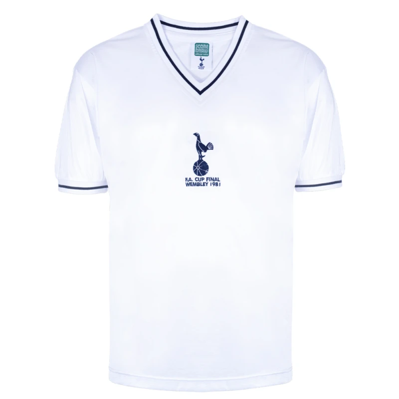 Image of Score Draw Tottenham Hotspur 1981 FA Cup Final Retro Shirt SPURS81HFACFPCSS-S S Mens Sportswear