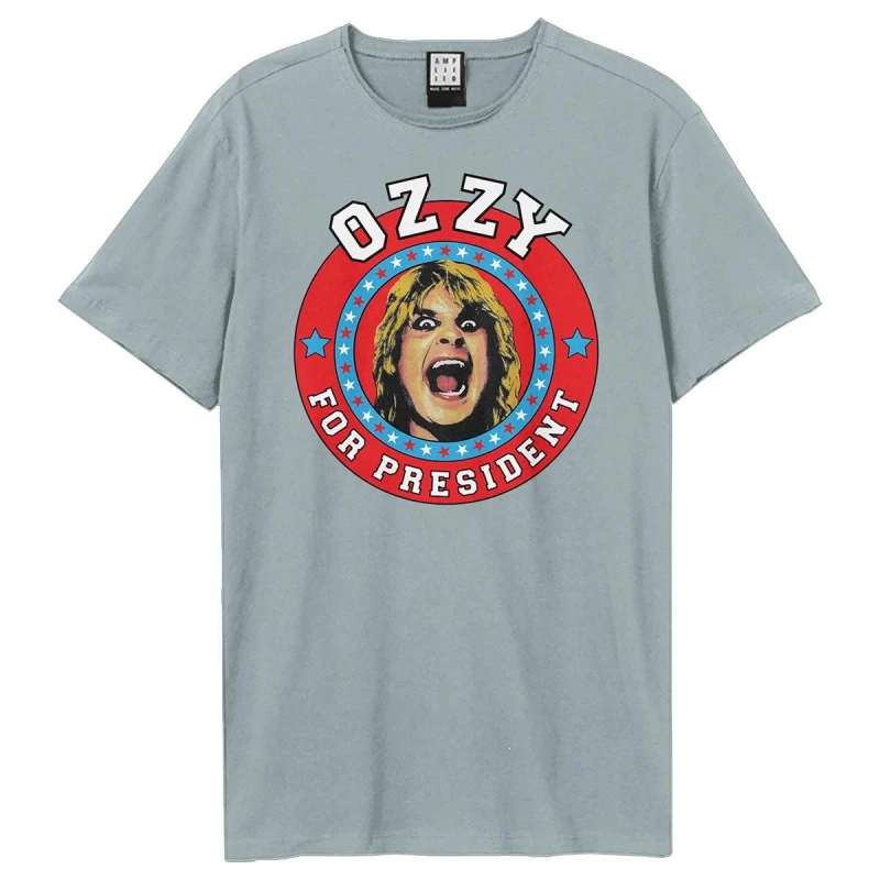 Image of Amplified Amplified Men For President Ozzy Osbourne T-Shirt in Pale Blue Size: X-Small Pale Blue XS Male 5063574137836