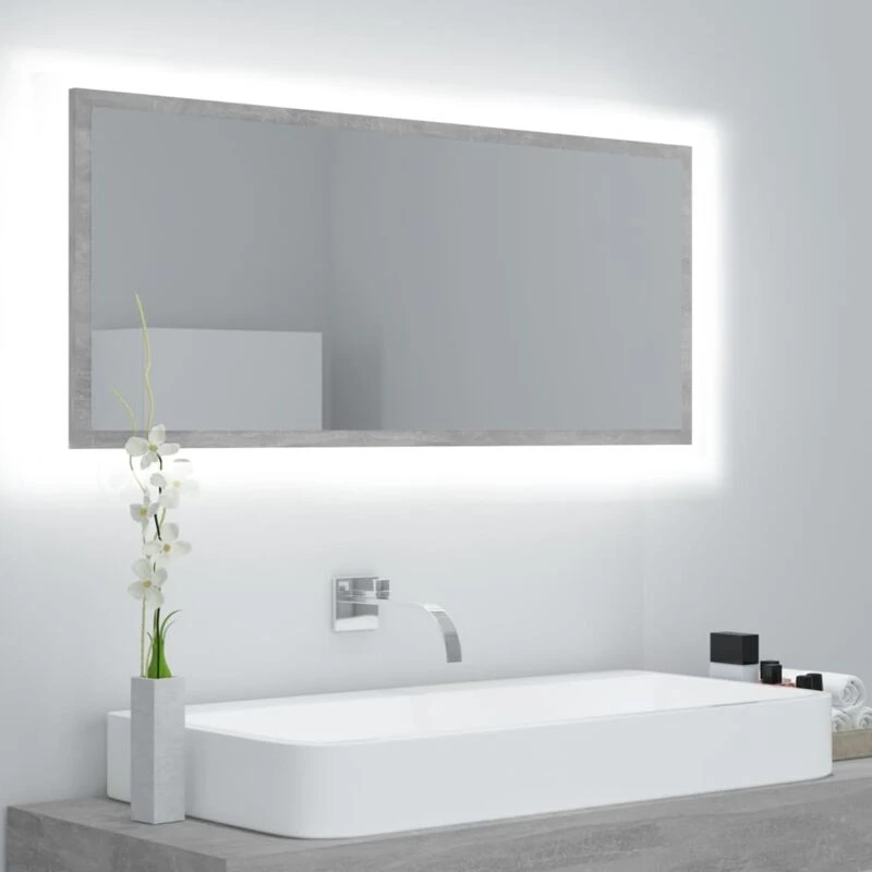 Image of VIDAXL LED Bathroom Mirror Concrete Grey 100x8.5x37cm Acrylic Vidaxl 8720286221297