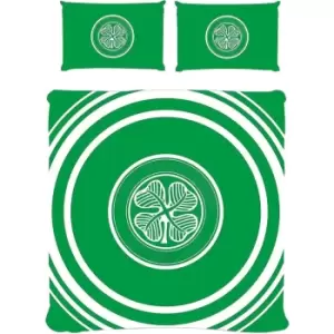Image of Celtic FC Official Double Duvet and Pillowcase Set Pulse Design (Double) (Green) - Green