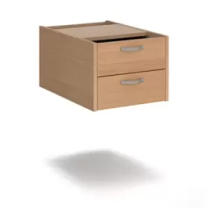 Image of Maestro 25 shallow 2 drawer fixed pedestal for 600mm deep desks - beech