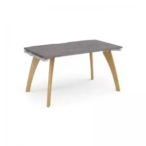 Image of Fuze single desk 1400mm x 800mm - white frame and grey oak top