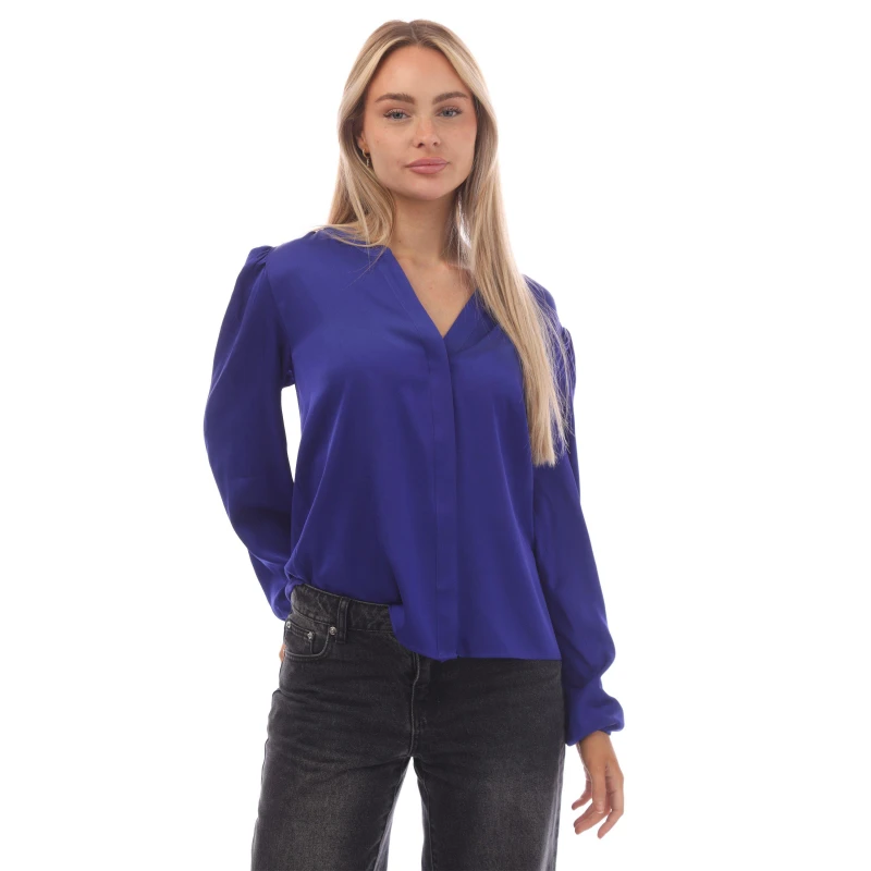 Image of Boss Womens Biralana Long Sleeve Blouse Open Blue female 6 (XS)