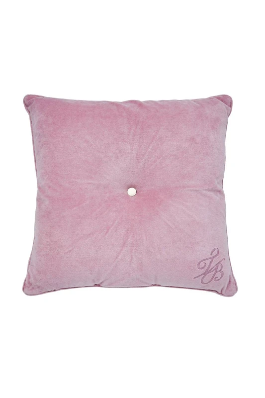 Image of Ted Baker 'TB Branded' Cotton Velvet Button Cushion in Pink Size: 50cm x 50cm Pink Unisex 50cm x 50 cm