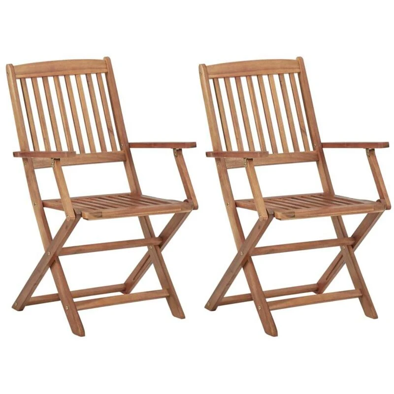 Image of VIDAXL Folding Outdoor Chairs 2 pcs Solid Acacia Wood Vidaxl 8720286200292