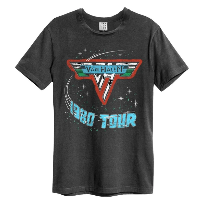 Image of Amplified Amplified Men 1980 Tour Van Halen T-Shirt in Charcoal Size: Small Charcoal S Male 5063470013043