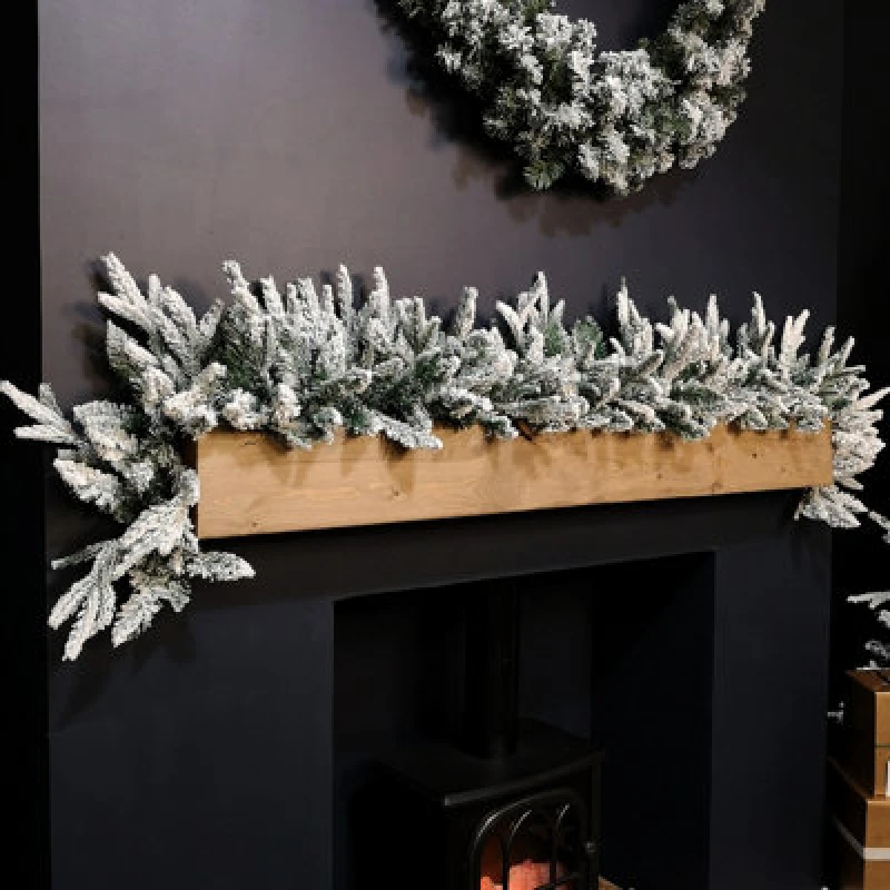 Image of Samuel Alexander 1.8M Snow Flocked Lapland Christmas Garland With 150 Tips