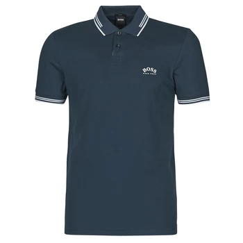 Image of Hugo Boss Athleisure Paul Stretch Pique Curved Logo Polo Shirt Blue Size XL Men