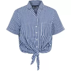 Image of French Connection Reta Check Tie Front Shirt - Blue