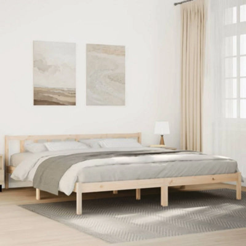Image of Vidaxl Extra Long Bed Frame Without Mattress 200X210 Cm Solid Wood Pine