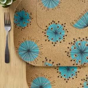 Image of Set of 2 MissPrint Dandelion Printed Cork Placemats Natural