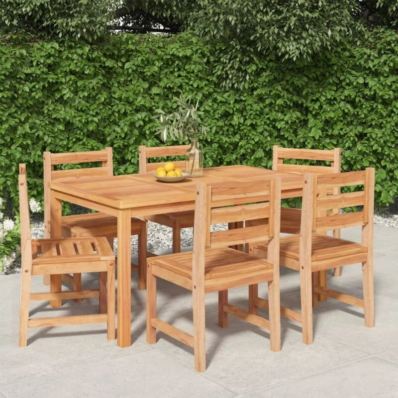 Image of vidaXL 7 Piece Garden Dining Set Solid Wood Teak, Brown 3157186