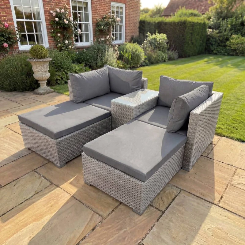Image of Artemis Home Bastia 5 Piece Outdoor Seating & Table Set in Grey Size: 2 Person Grey Unisex 2 Person