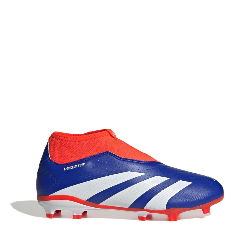 Image of adidas Predator 24 League Laceless Childrens Firm Ground Football Boots Blue/Wht/Red male C10 (28)