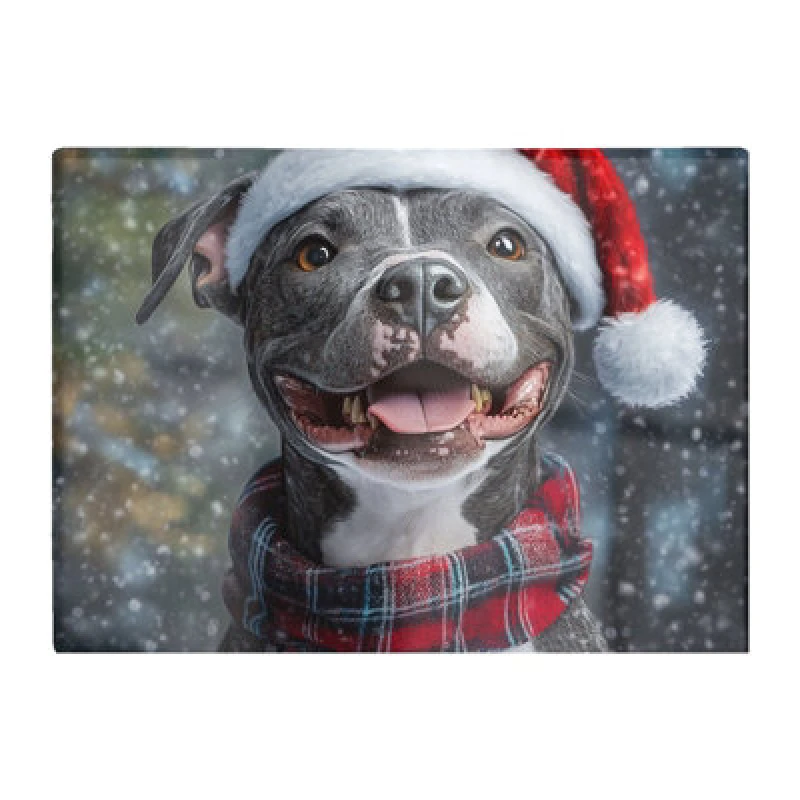 Image of Warren Reed Designer Christmas Staffordshire Bull Terrier Dog Glass Chopping Board