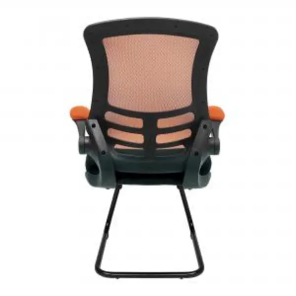 Image of Luna Nautilus Designs Luna Designer High Back Two Tone Mesh Cantilever Visitor Chair With Folding Arms and Black Shell Orange/Black - BCM/T1302V/OG BC