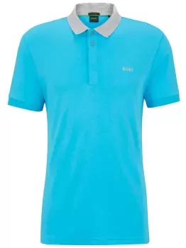 Image of BOSS Embroidered-logo Polo Shirt Open Blue