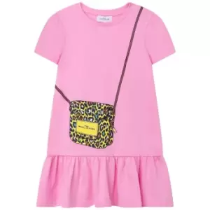 Image of Little Marc Jacobs Girls Handbag Tiered Dress In Pink - Size 4 Years